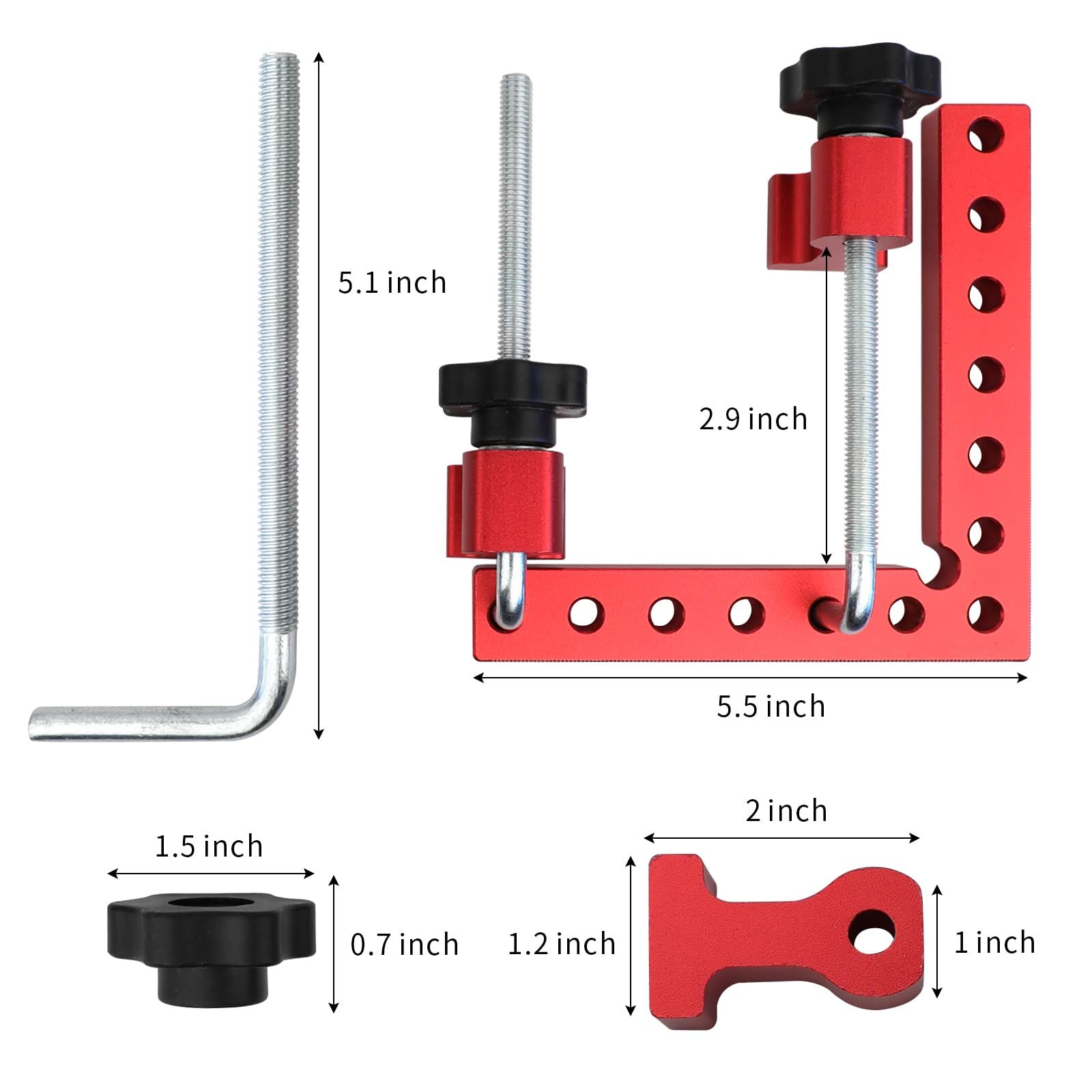 90 Degree Positioning Squares, Right Angle Clamps 5.5" x 5.5"(14 x 14cm) Aluminum Alloy Woodworking Carpenter（4 Pack)