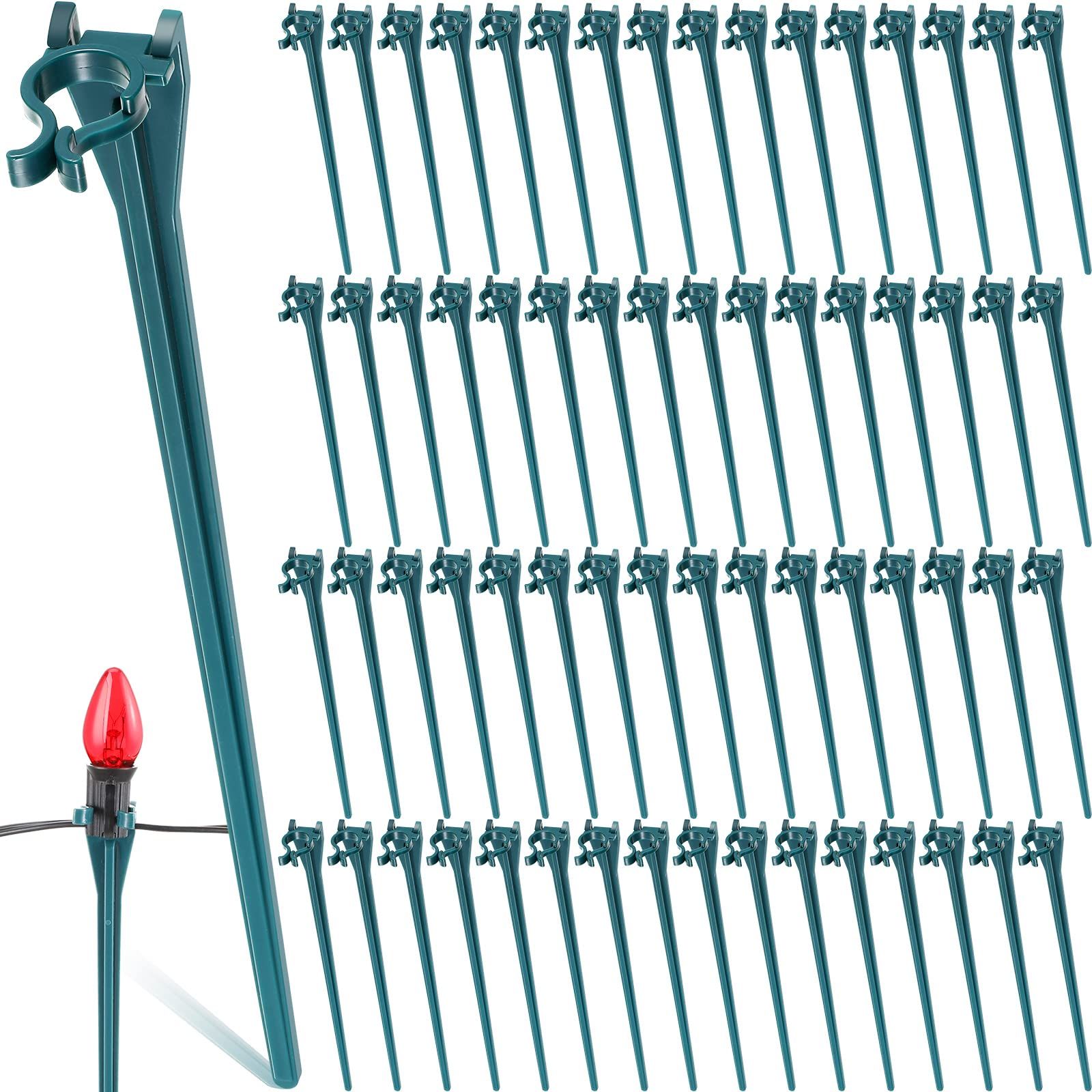 Christmas Light Stakes Universal Yard Lawn Holiday Light Stakes for C7 C9 String Lights, 7.5 inches Ground Stakes(Green,90 Pieces)