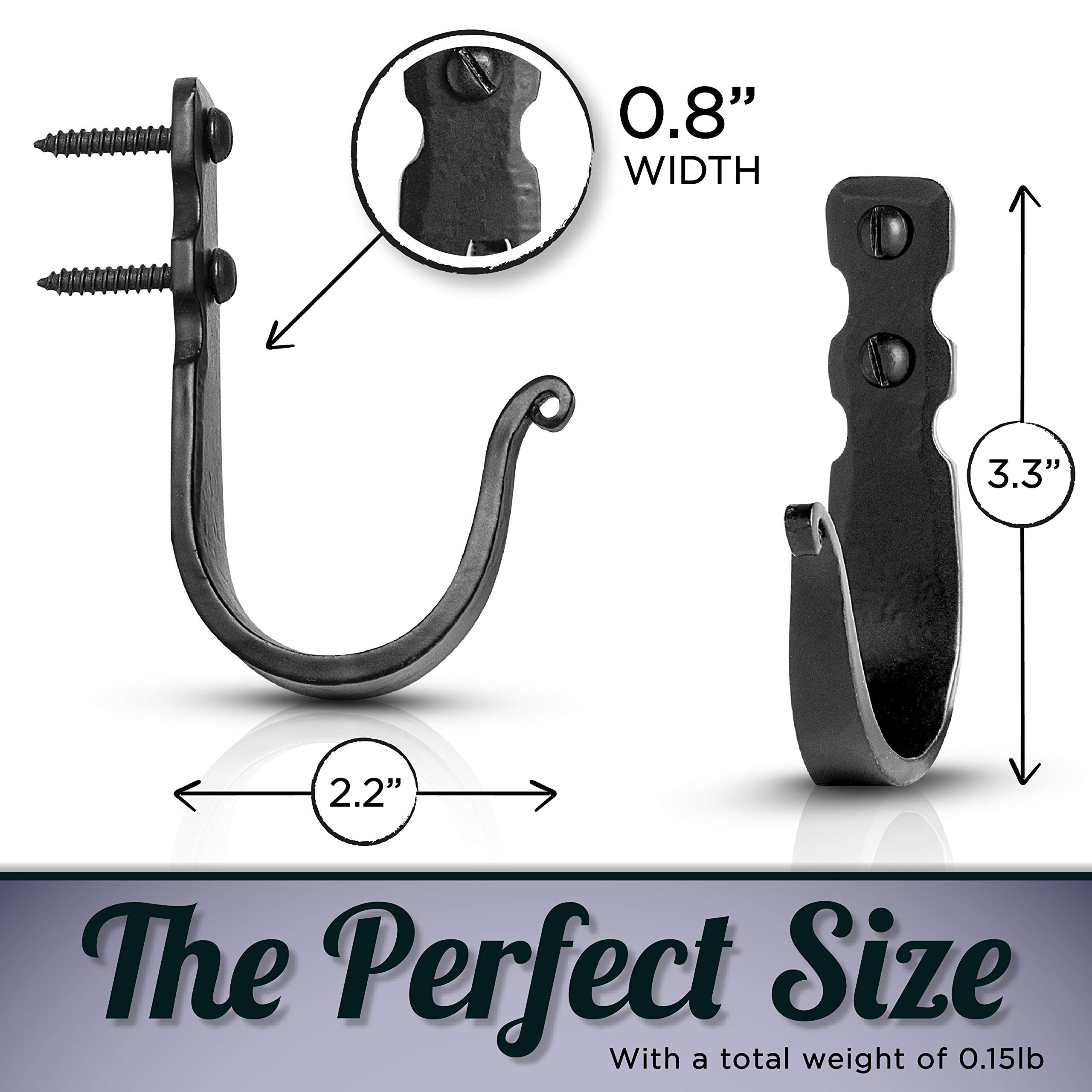 Decorative Hooks for Wall-Wall Hooks for Hanging Coats, Hats & Bags, Rustic Towel Hooks for Bathrooms or Kitchen- Pack of 3, Black
