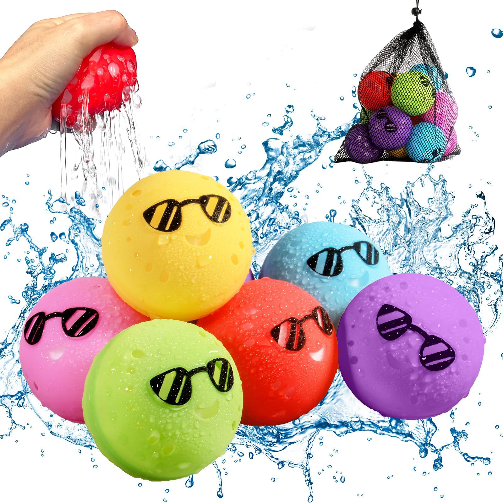 6 Pack Reusable Water Balloons for Kids Beach Toys Water Toys Pool Toys for Kids Ages 4-8/8-12 Boy Girls Toddlers Summer Toys Bulk