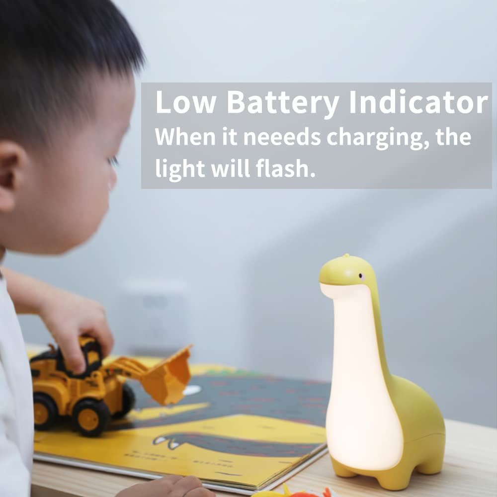 Dinosaur Night Lamp, Dimmable Bedside Night Light USB Rechargeable, Kids Bedroom Sleep Light, Cute Gifts for Girls