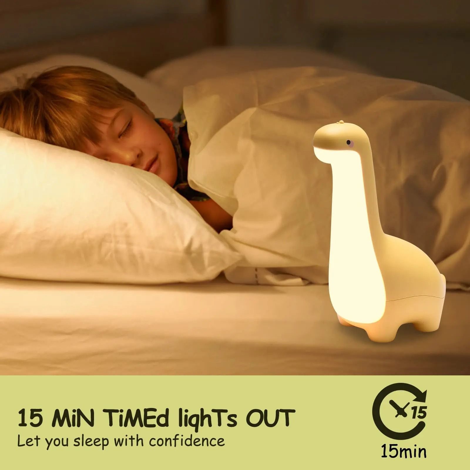 Dinosaur Night Lamp, Dimmable Bedside Night Light USB Rechargeable, Kids Bedroom Sleep Light, Cute Gifts for Girls