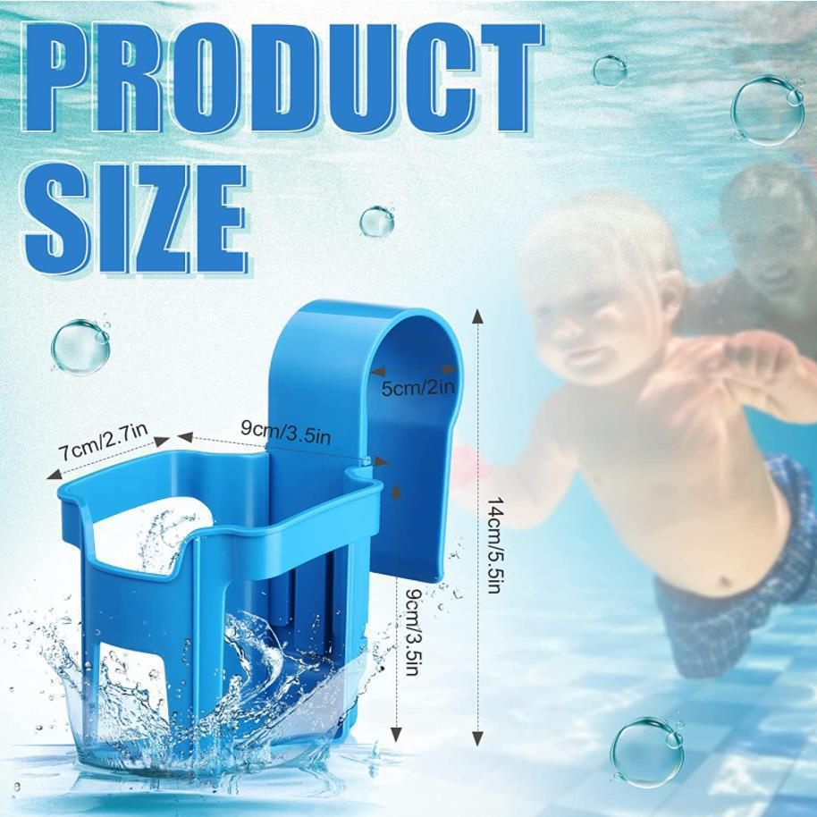 Poolside Cup Holder for Above Ground Pools Pool Cup Holder for Drinks Oval Top, Pool Drink Holder Fits Less Round Top Bar (Blue)