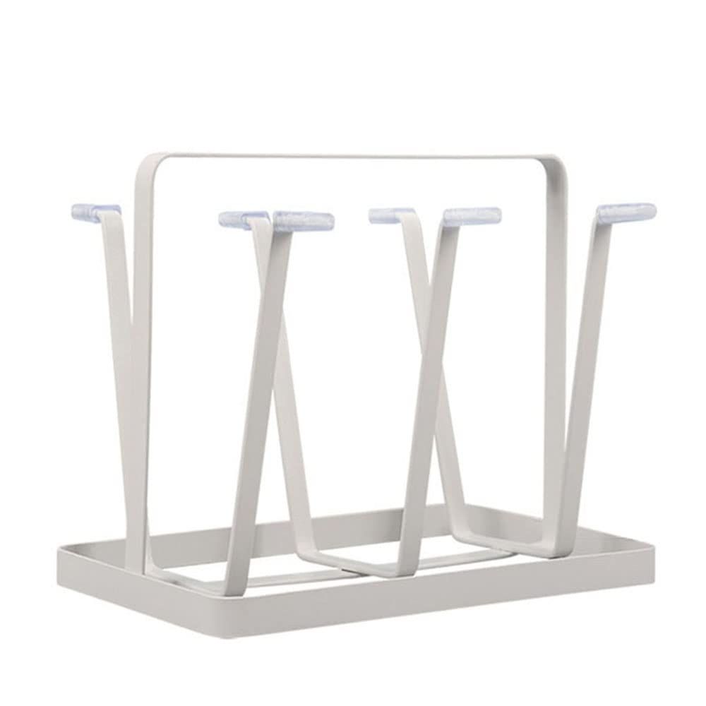 Metal Drainer Holder Rack Non-Slip Mugs Cups Organizer with Wood Handle, Compact & Stable Bottle Dryer Rack for Sports Water