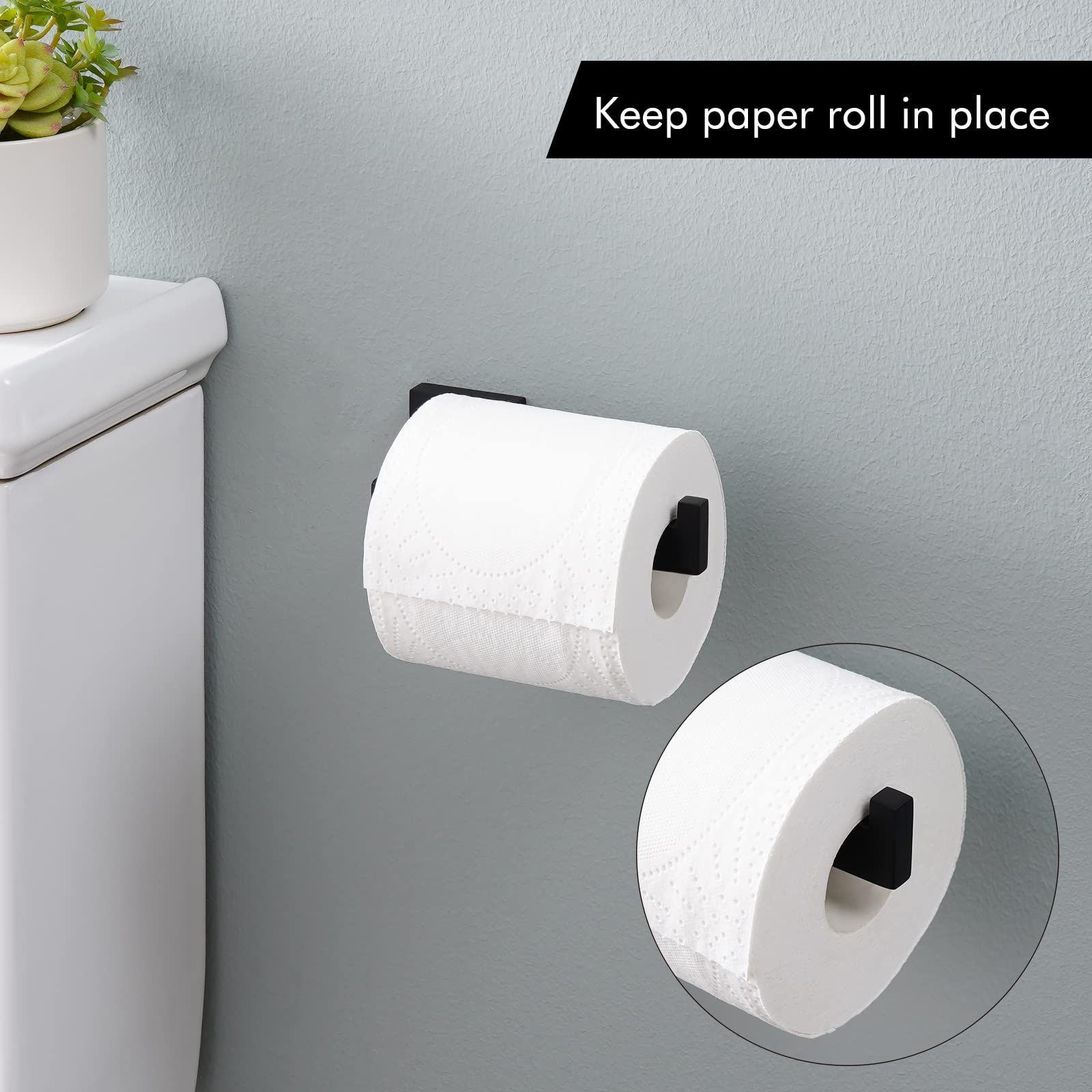 Matte Black Toilet Paper Holder Wall Mount Bathroom Toilet Paper Holder for Mega Rolls SUS304 Stainless Steel Matte Black