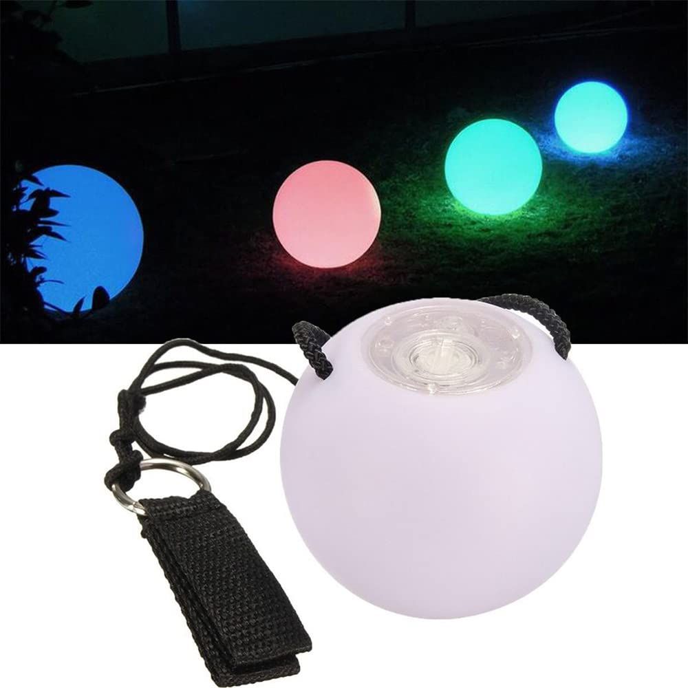 Soft Spinning Glow Poi for Beginner Kids and Professional Rainbow Fade and High Strobe Spinning LED Glow Toy Light Up Balls 2pcs