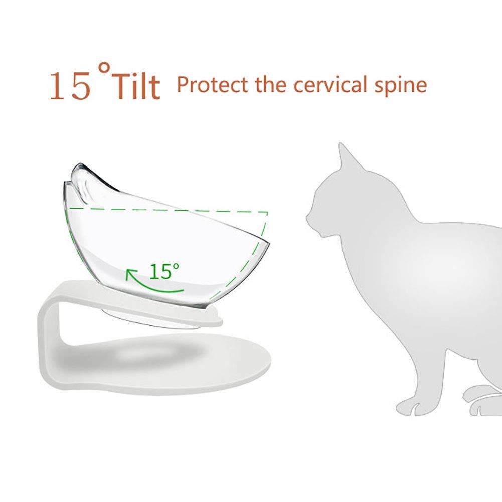 Cat Elevated Bowl with Raised Stand, Tilted Design Neck Guard Stand Raised Pet Food Water Feeder Bowl for Cats or Small Dogs