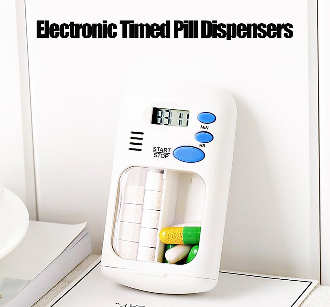 Electronic Timed Pill Dispensers,Digital Pill Organizer,Automatic Daily Pill Box Reminder with Beeping Alarm for Elderly Gift