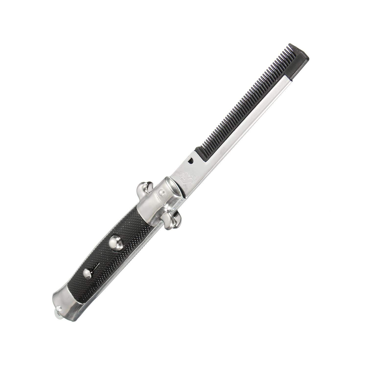 9" Stainless Steel Switch-Blade Folding Pocket Comb A switchblade comb makes a unique and entertaining gift (1-Unit)