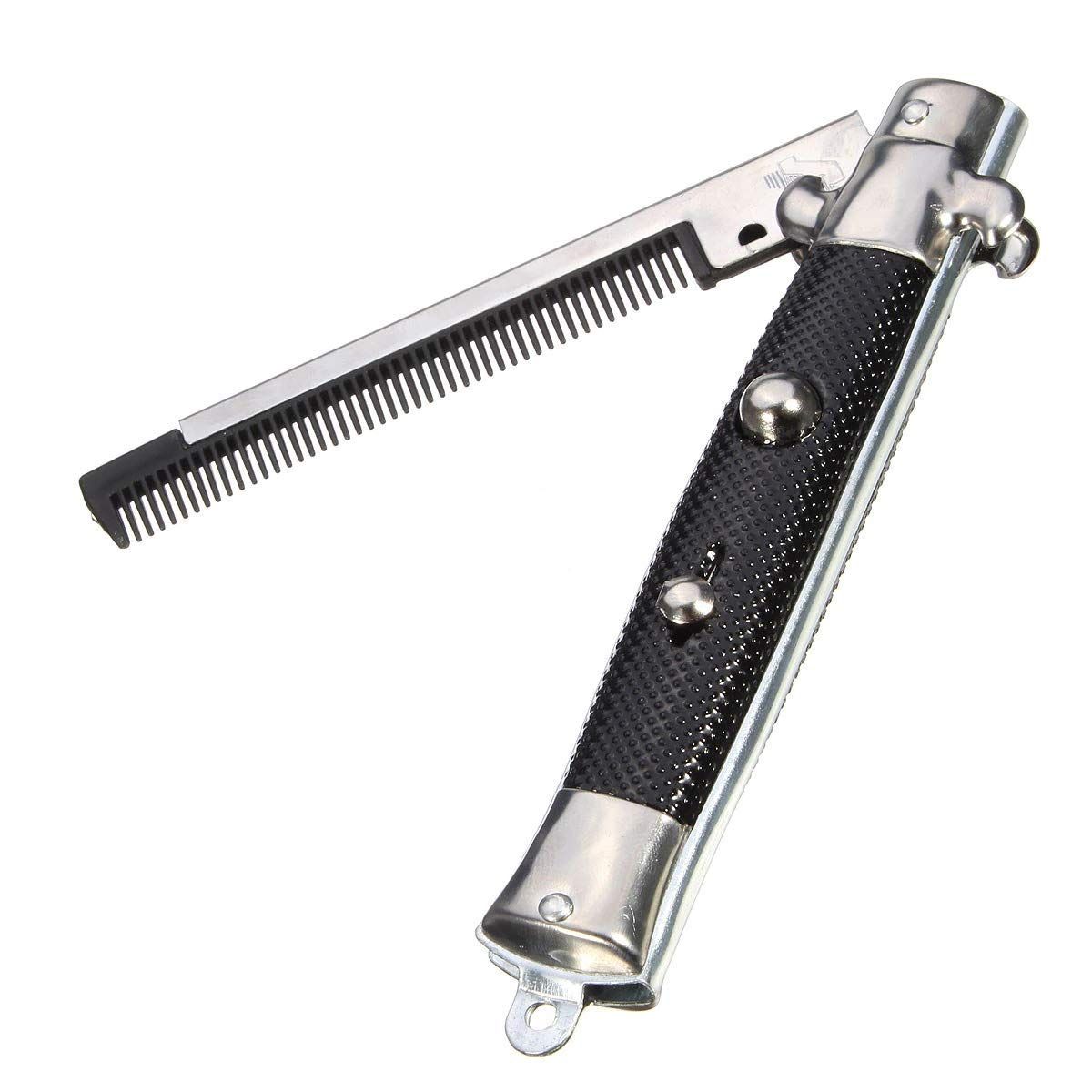 9" Stainless Steel Switch-Blade Folding Pocket Comb A switchblade comb makes a unique and entertaining gift (1-Unit)