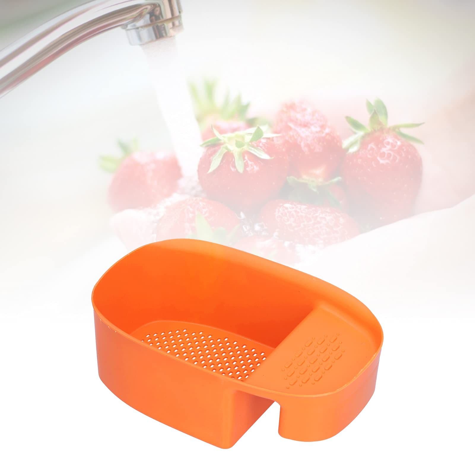 Vegetable Drainer Multifunctional Practical Sturdy Sink Drain Rack Space Saving Orange