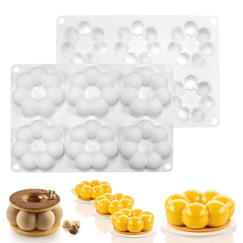 Silicone Mold Flower Shaped Silicone Donut Molds, Baking Pans, 6-Cavity Reusable Cake Maker Cookie Tray for Kitchen, Dishwasher