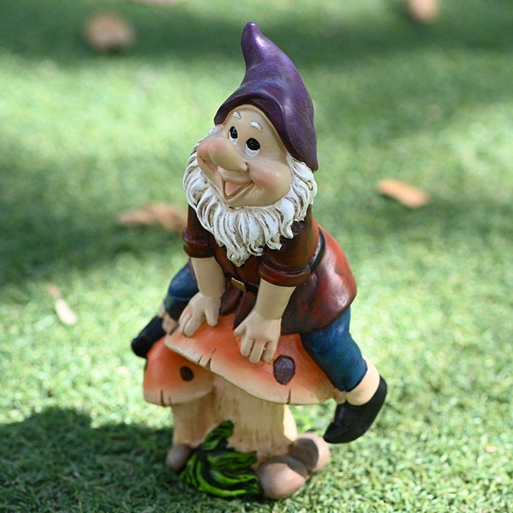 Outdoor Garden Floor Mushroom Dwarf Decoration Cartoon Gnomes Sculpture Decoration Resin Craft Creative Ornaments