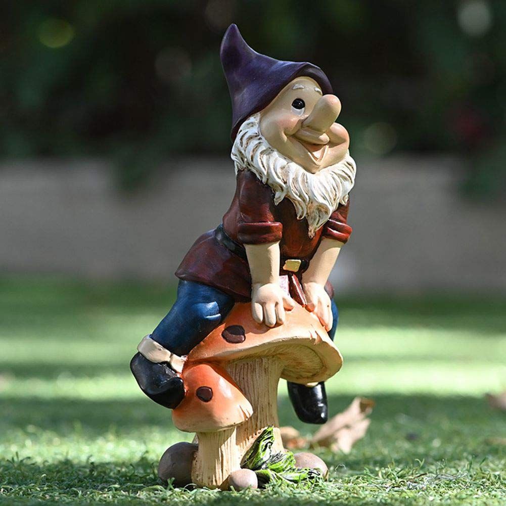 Outdoor Garden Floor Mushroom Dwarf Decoration Cartoon Gnomes Sculpture Decoration Resin Craft Creative Ornaments