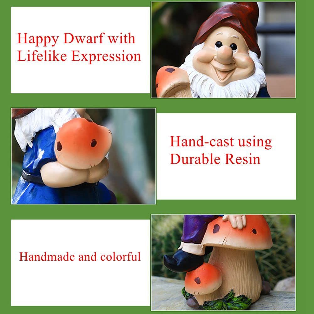 Outdoor Garden Floor Mushroom Dwarf Decoration Cartoon Gnomes Sculpture Decoration Resin Craft Creative Ornaments