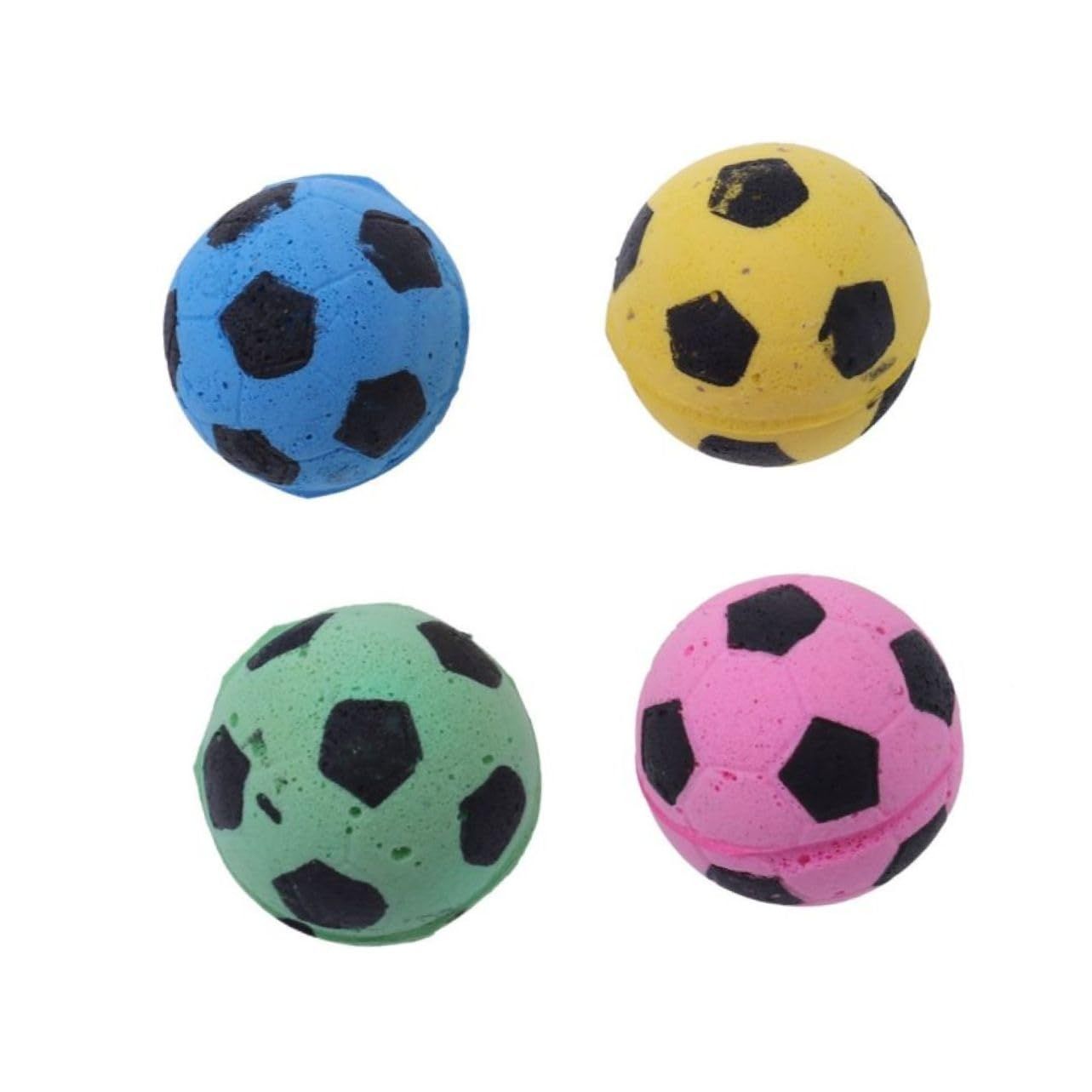 Sponge Soccer Ball Cat Toys - Interactive and Colorful Plush Toy, Fun for Cats and Kittens to Bat and Chase 4- Pack Color random