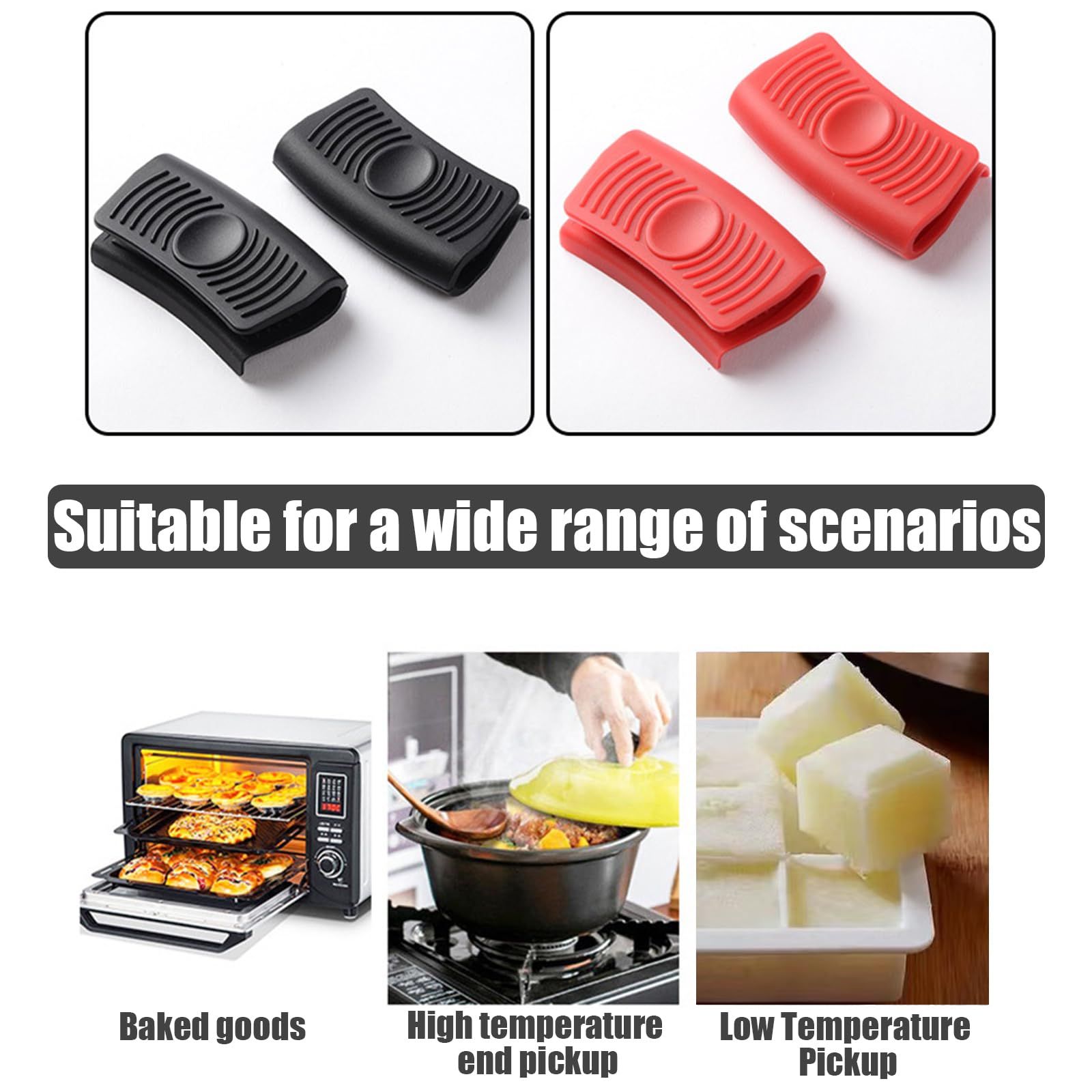 4Pcs Silicone Assist Handle Holder Grip, Heat Resistant Cast Iron Holder Sleeve, Anti-Slip Skillet Handle Covers, Potholder