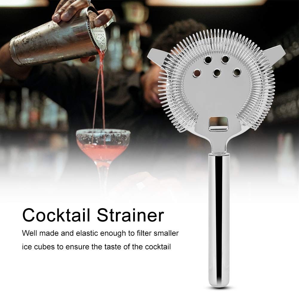 Stainless Steel Cocktail Filter, Mixed Drink Filter, Suitable for Use In Bars, Clubs, Parties (Large size-silver)