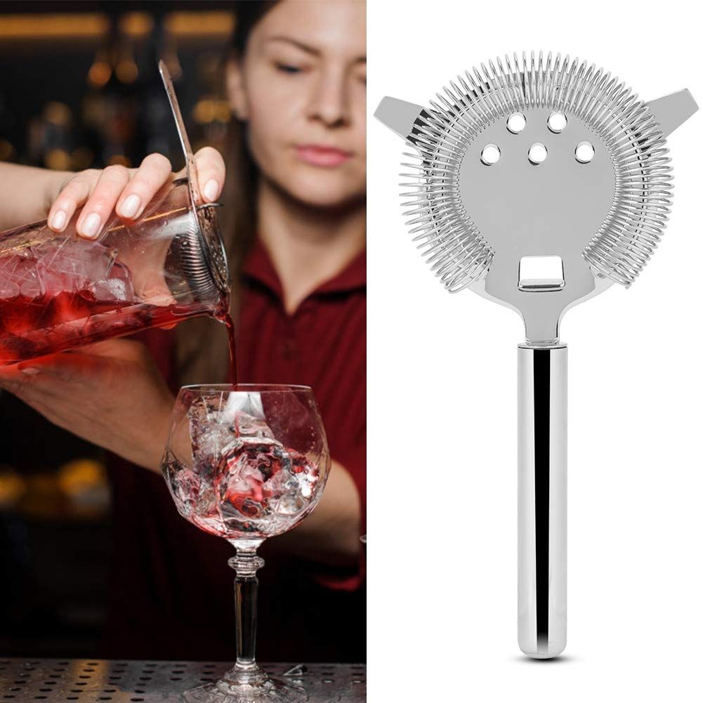 Stainless Steel Cocktail Filter, Mixed Drink Filter, Suitable for Use In Bars, Clubs, Parties (Large size-silver)