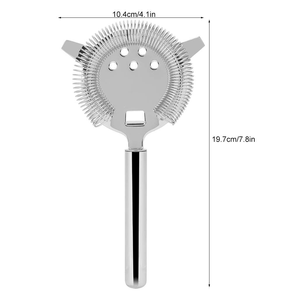 Stainless Steel Cocktail Filter, Mixed Drink Filter, Suitable for Use In Bars, Clubs, Parties (Large size-silver)