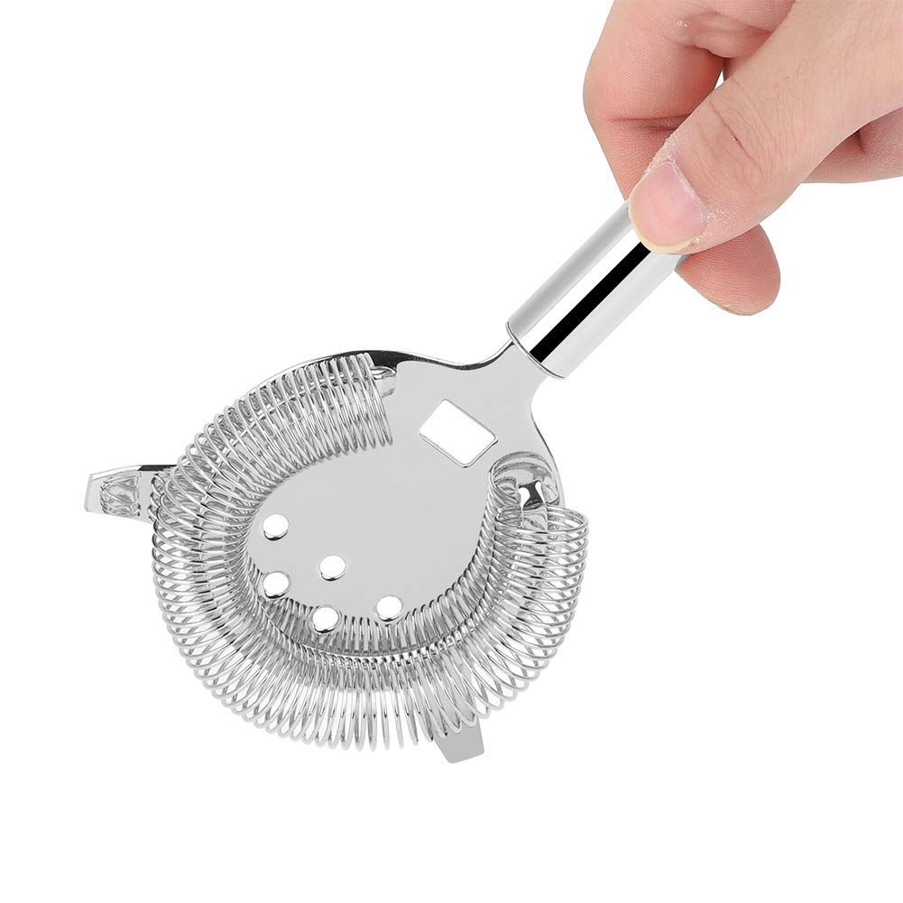 Stainless Steel Cocktail Filter, Mixed Drink Filter, Suitable for Use In Bars, Clubs, Parties (Large size-silver)