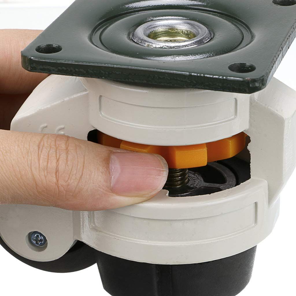 4 Pcs 40F Leveling Machine Caster, Top Plate Leveling Wheel with Retractable NBR Pad for Heavy Workbench Table
