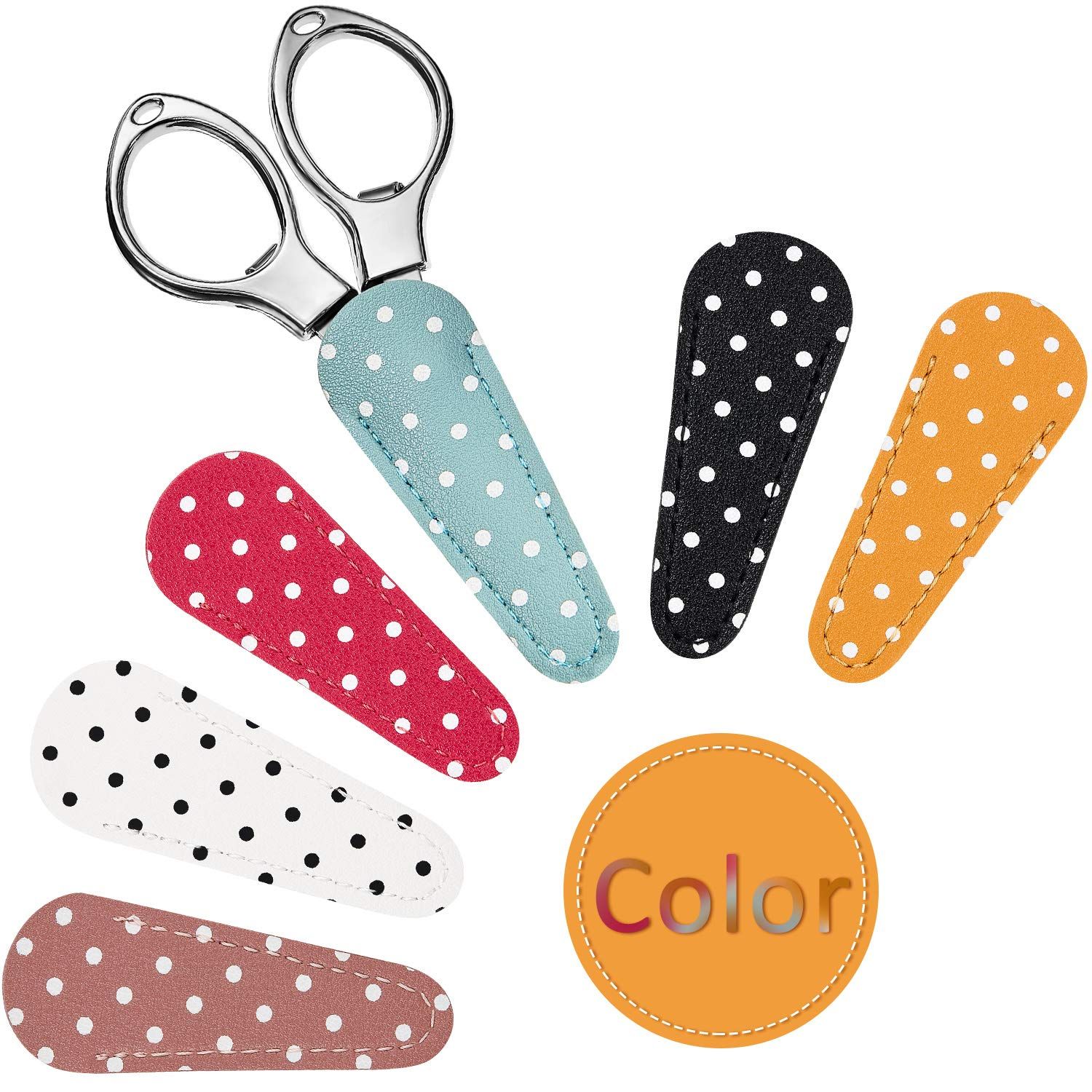 6 Pieces Embroidery Scissors Sheath Polka Dot Scissors Protective Cover Scissors Leather Sheath for Embroidery Sewing