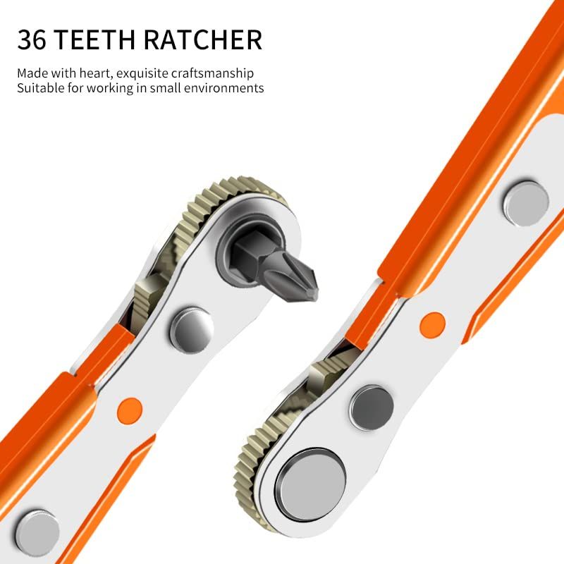 Wrench Nozzle Handle Screwdriver Nozzle Socket Wrench Screwdriver Auto Repair Tools Wrenches(Orange)