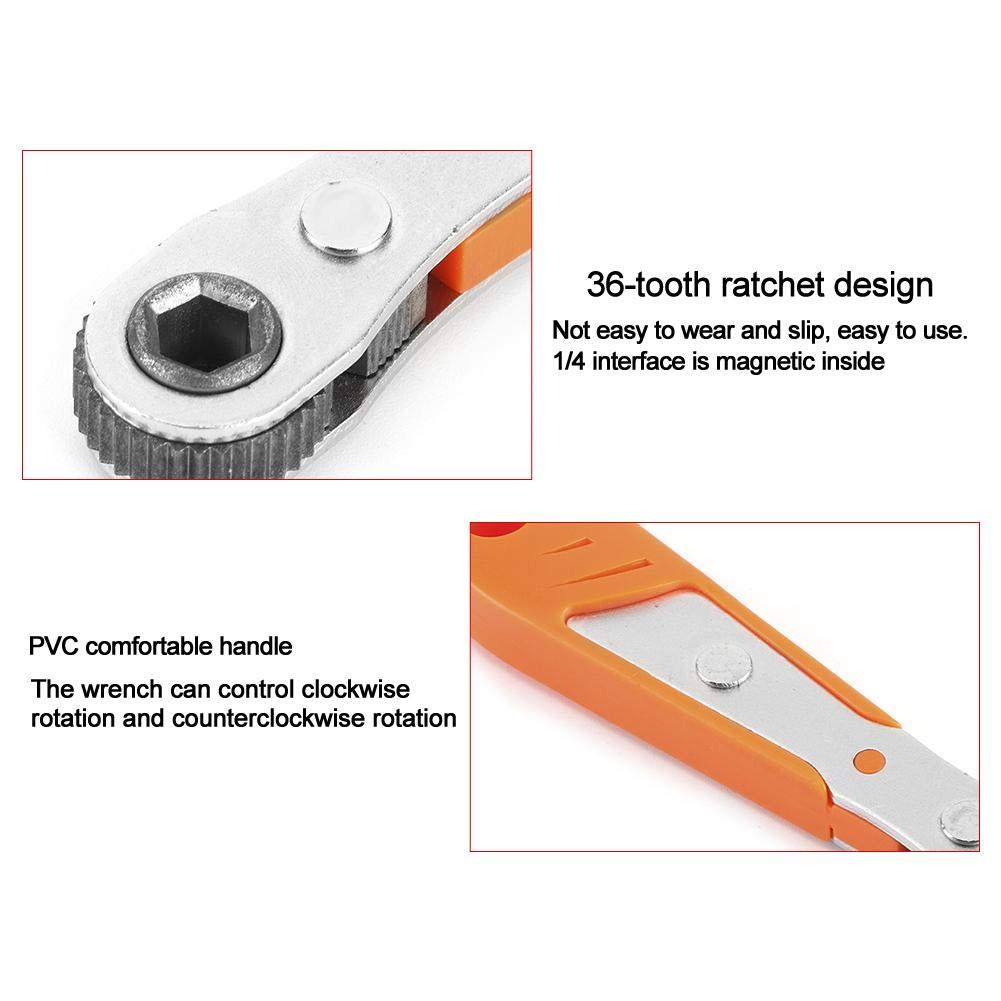 Wrench Nozzle Handle Screwdriver Nozzle Socket Wrench Screwdriver Auto Repair Tools Wrenches(Orange)
