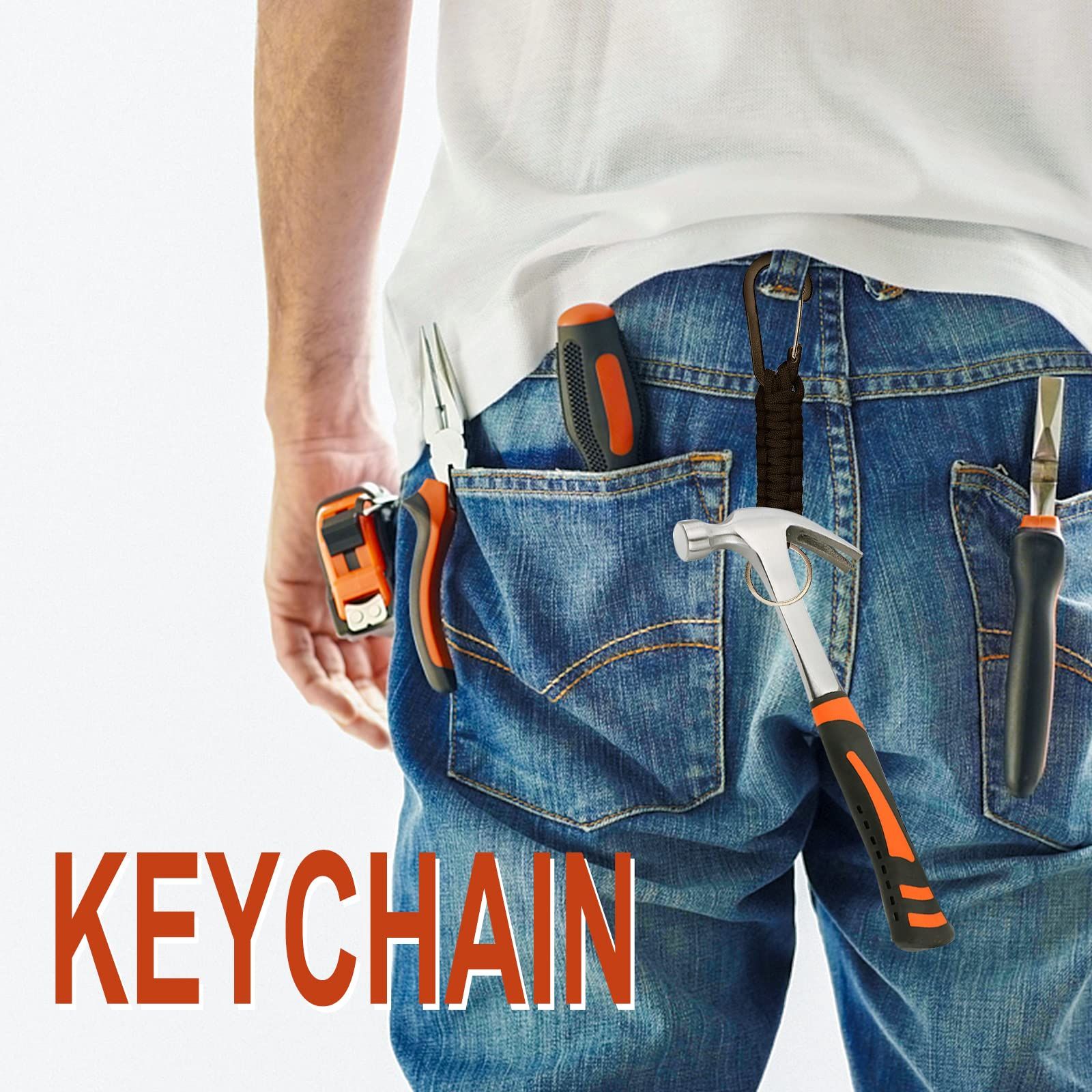 Paracord Keychain with Carabiner Clip Braided Lanyard Ring Hook Keychain for Keys Knife Flashlight Outdoor Camping