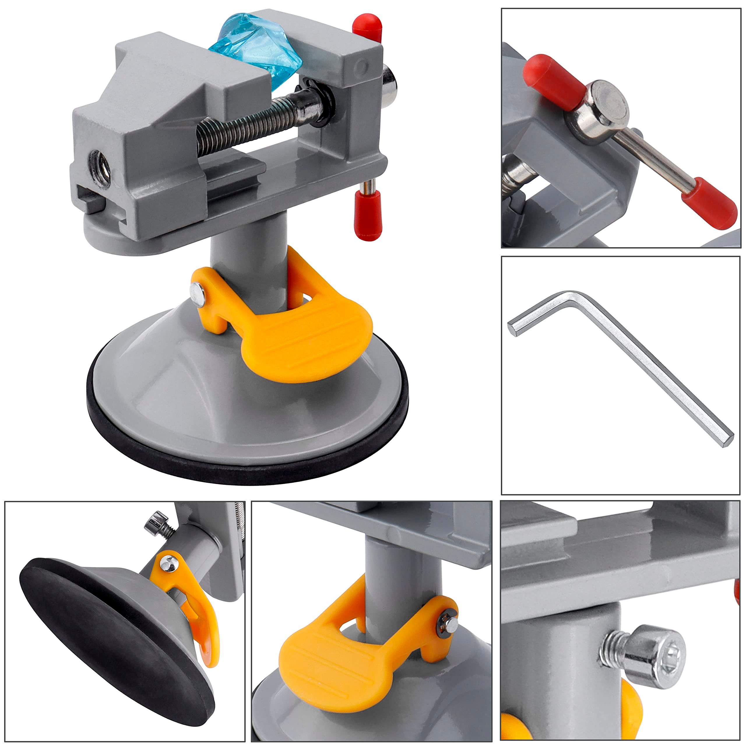 Mini workbench, 360 degree suction cup, small table, accessory clip, jewelry making workbench, DIY woodworking carving