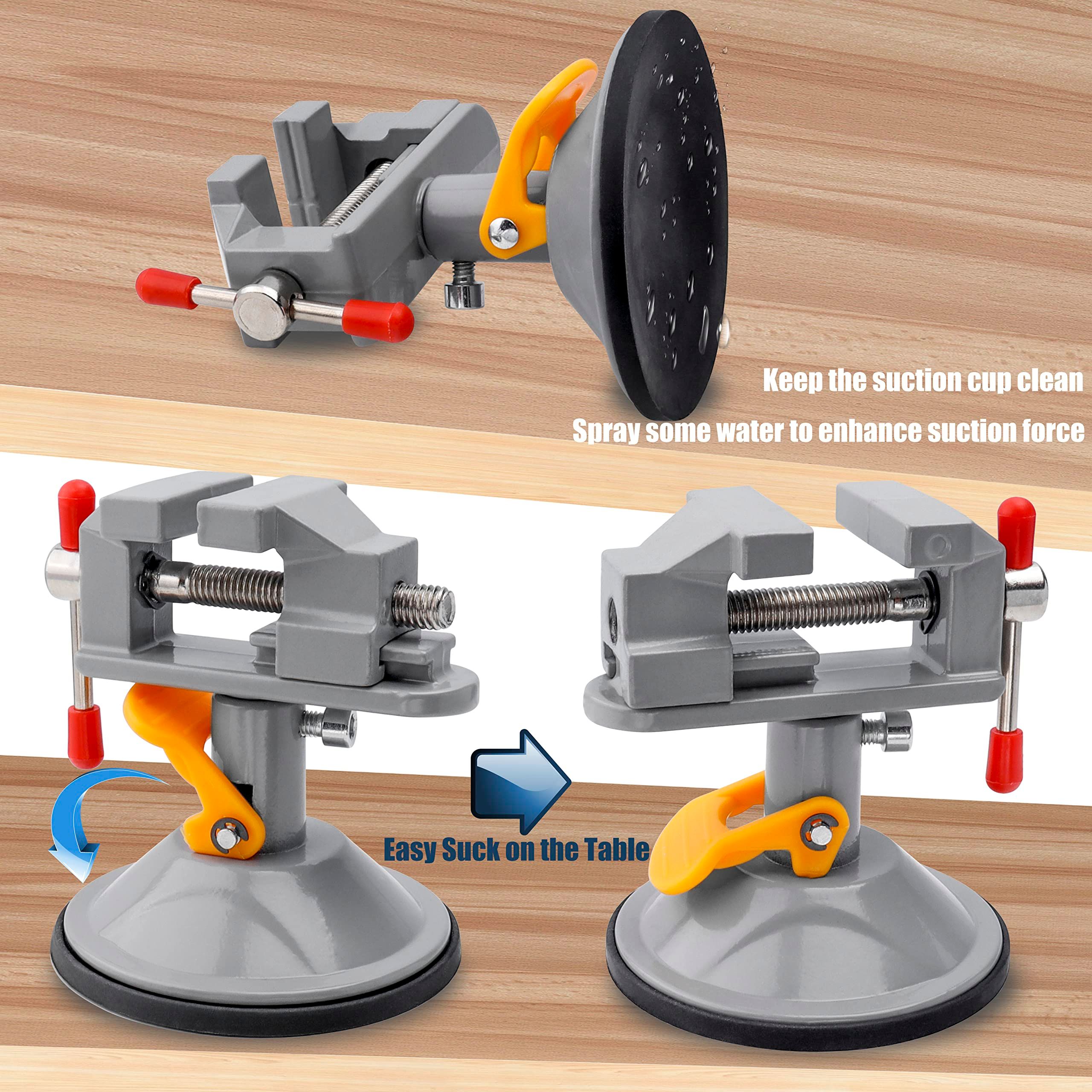 Mini workbench, 360 degree suction cup, small table, accessory clip, jewelry making workbench, DIY woodworking carving