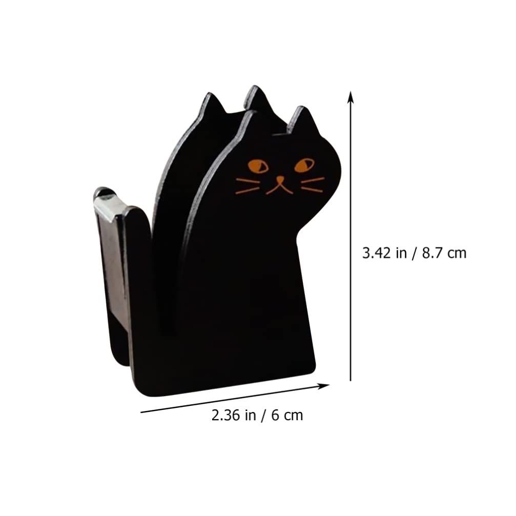 2pcs Cute Cat Tape Dispenser Vintage Wooden Tape Cutter Masking Tape Storage Organizer Tape Holders for Home Office Black Yellow