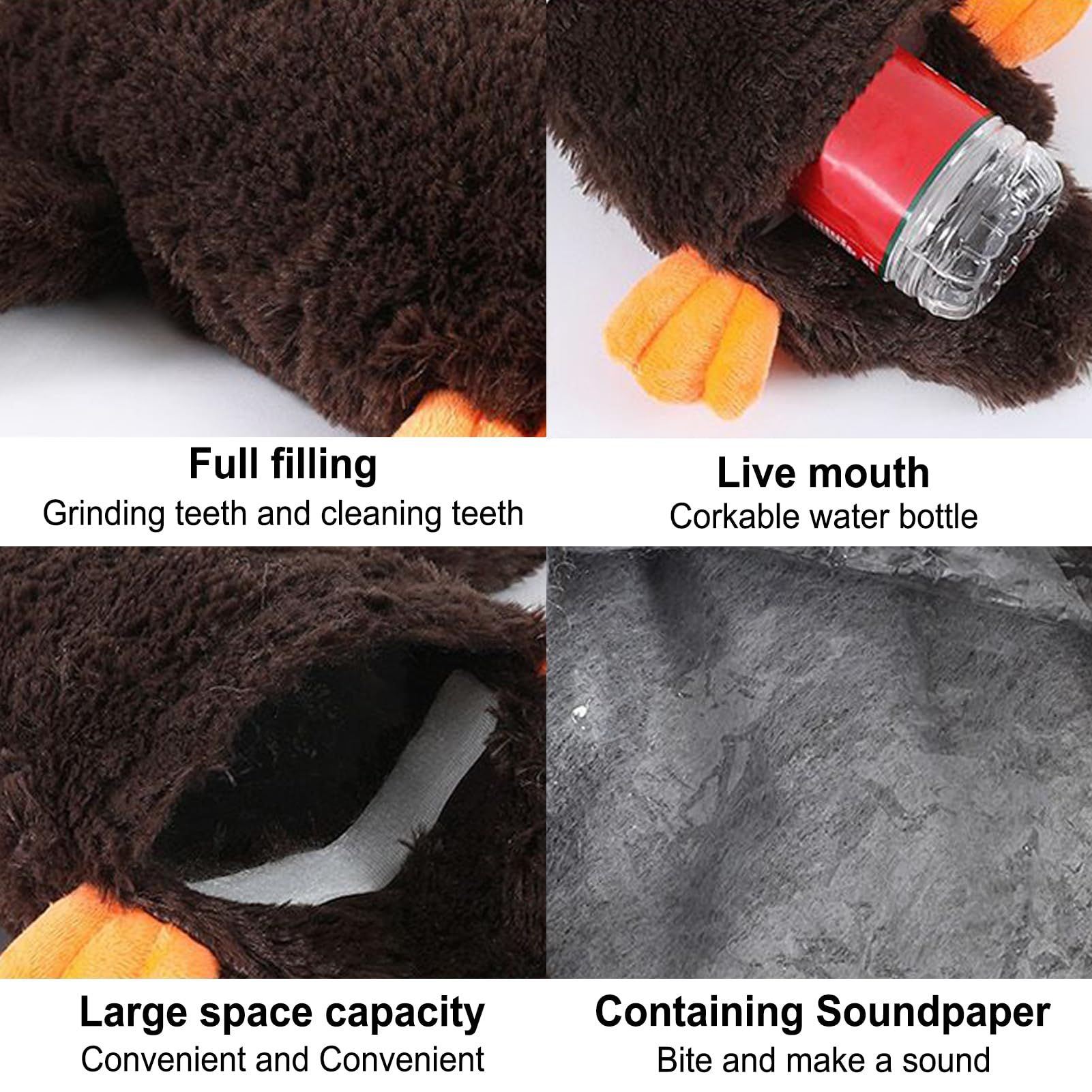 Puppy Teething Toys, Self Play Plush Teeth Grinding Toy, Cute No Stuffing Duck with Soft Squeaker, Puppy Chew Toys