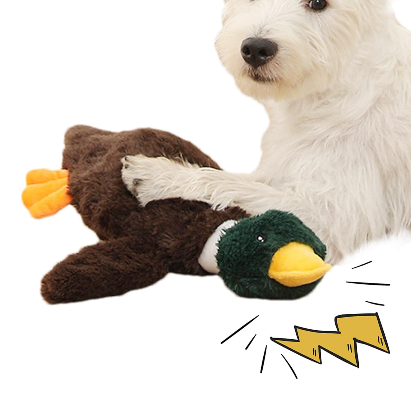 Puppy Teething Toys, Self Play Plush Teeth Grinding Toy, Cute No Stuffing Duck with Soft Squeaker, Puppy Chew Toys
