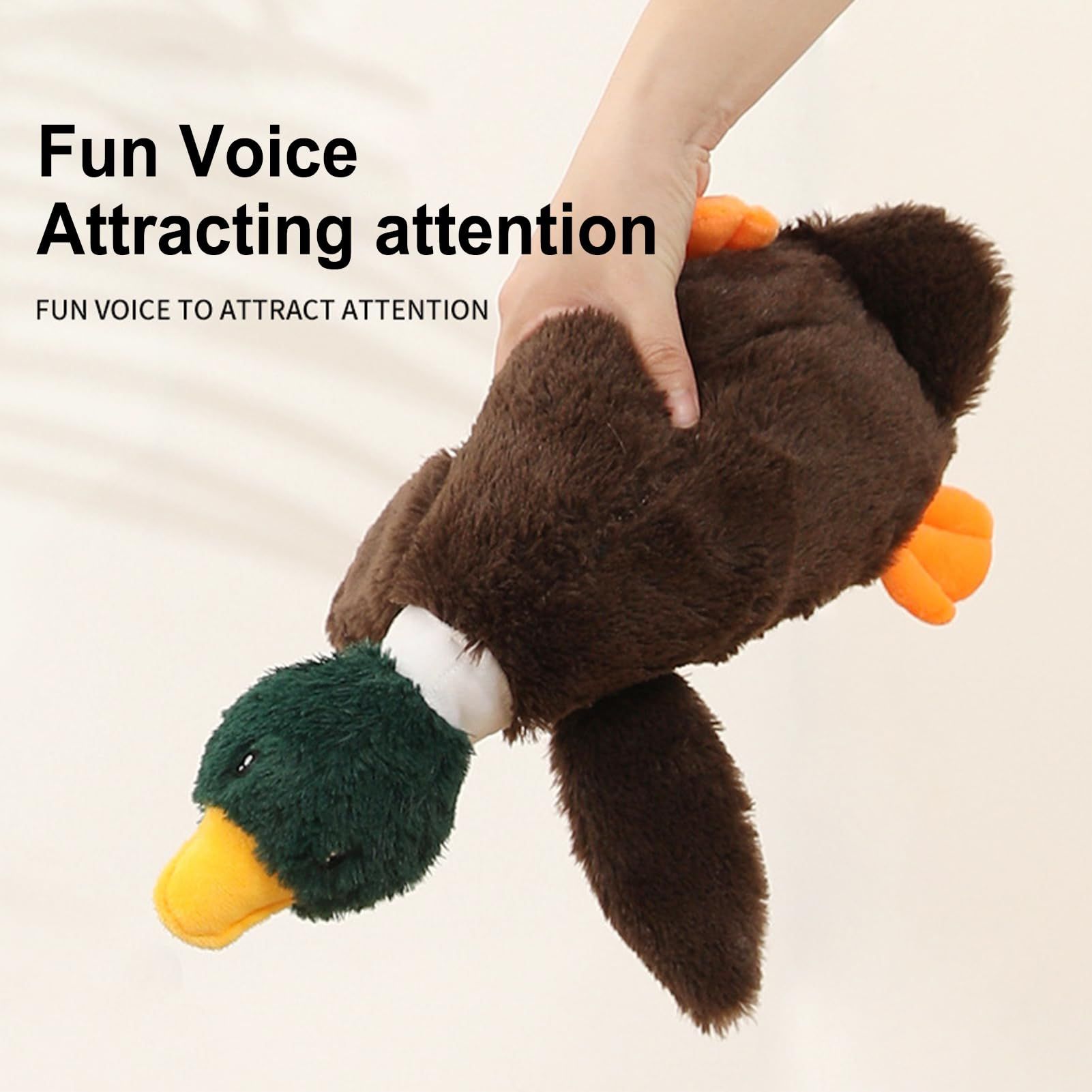Puppy Teething Toys, Self Play Plush Teeth Grinding Toy, Cute No Stuffing Duck with Soft Squeaker, Puppy Chew Toys