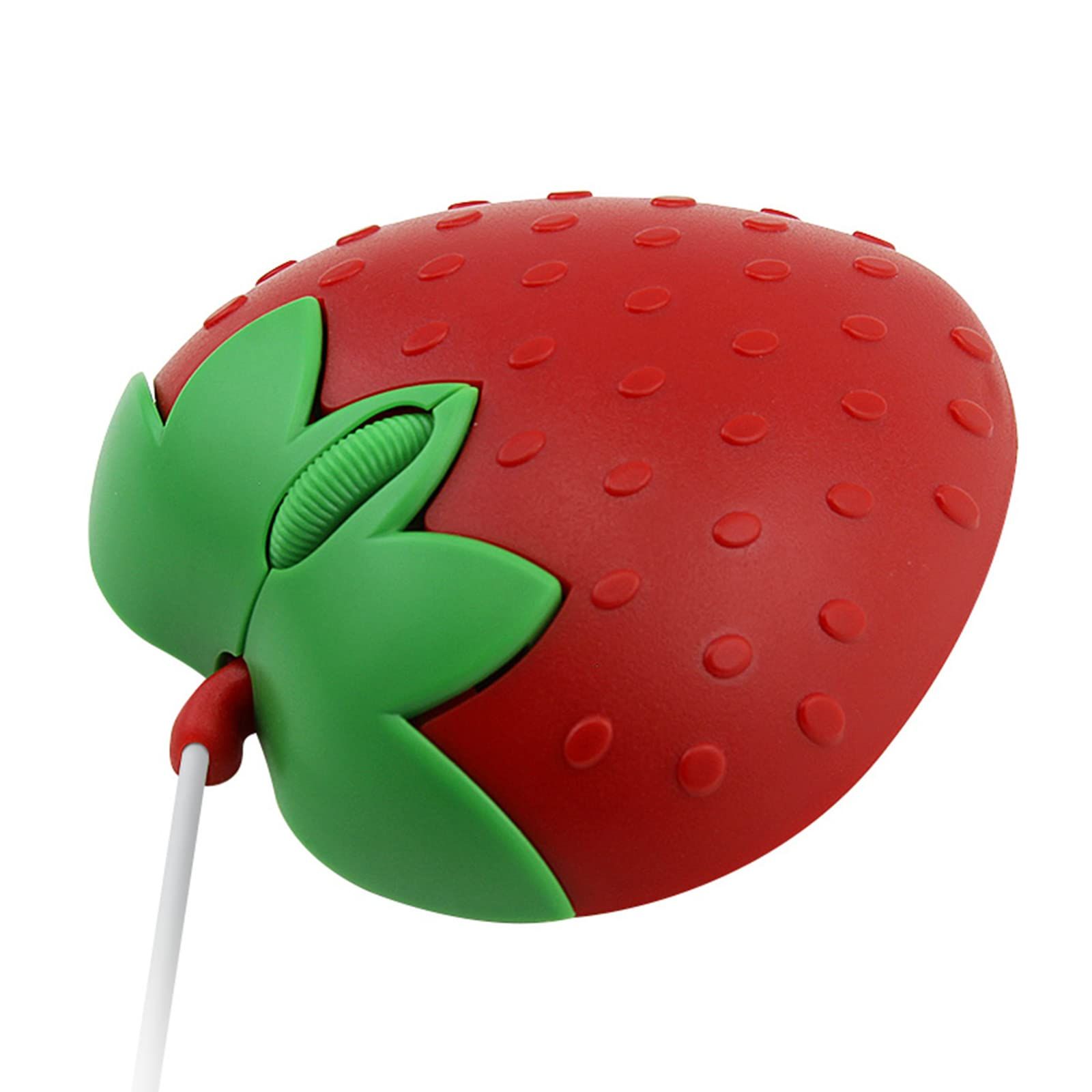 Wired Mouse Strawberry Shape Corded Mouse 3-Button Optical USB Computer Mouse with Cord for Laptop, Red