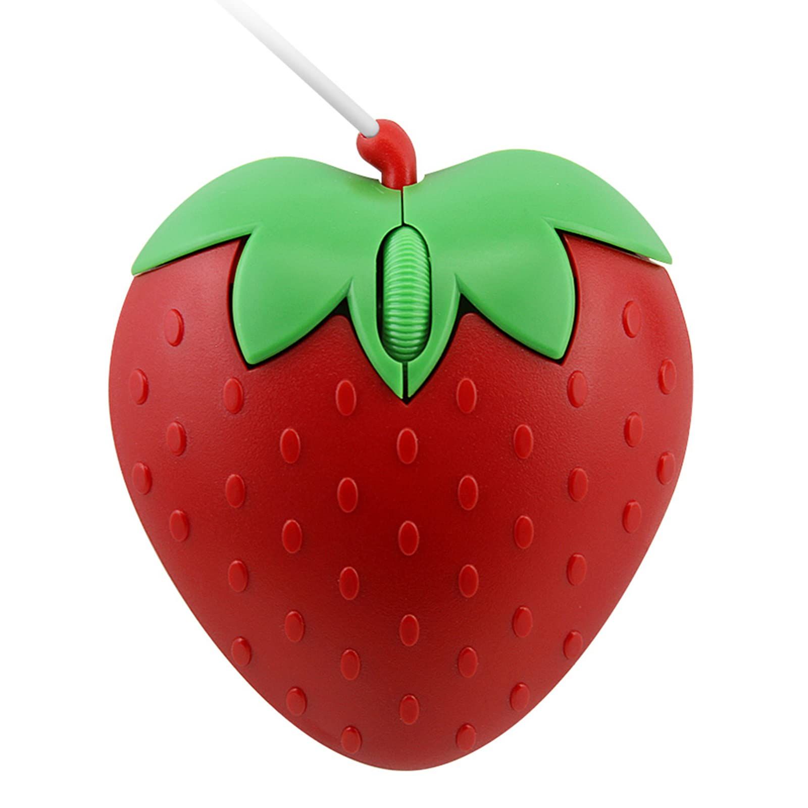 Wired Mouse Strawberry Shape Corded Mouse 3-Button Optical USB Computer Mouse with Cord for Laptop, Red