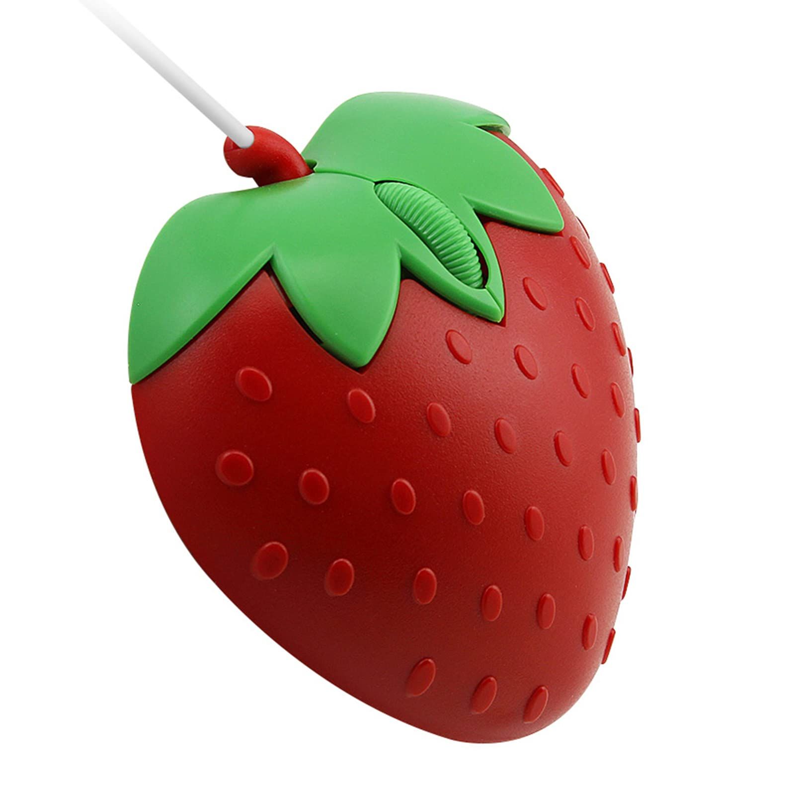 Wired Mouse Strawberry Shape Corded Mouse 3-Button Optical USB Computer Mouse with Cord for Laptop, Red