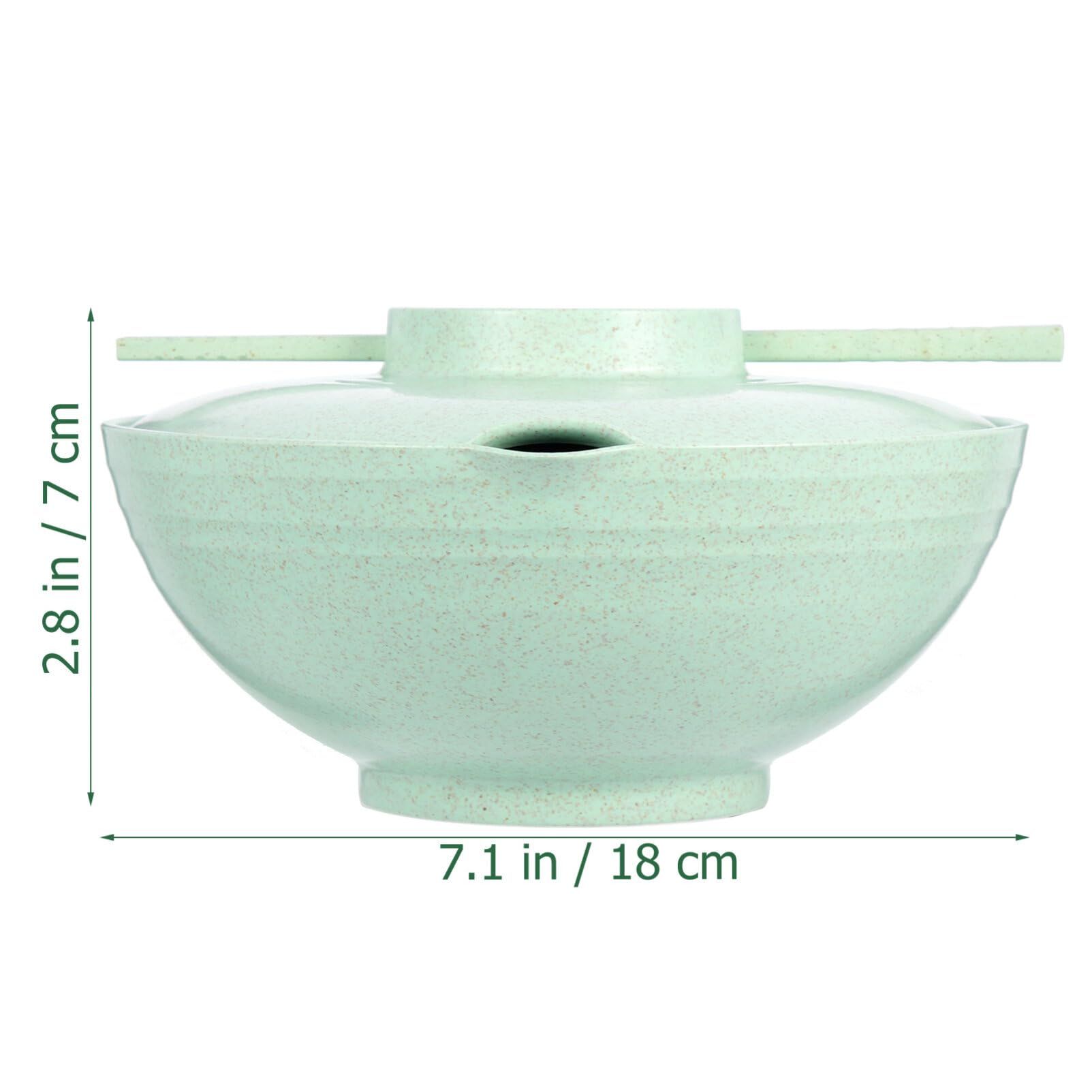 Noodle Bowls with Chopsticks, Cereal Bowls for for Kitchen, Breakfast, Oatmeal, Microwave and Dishwasher Safe (Green)