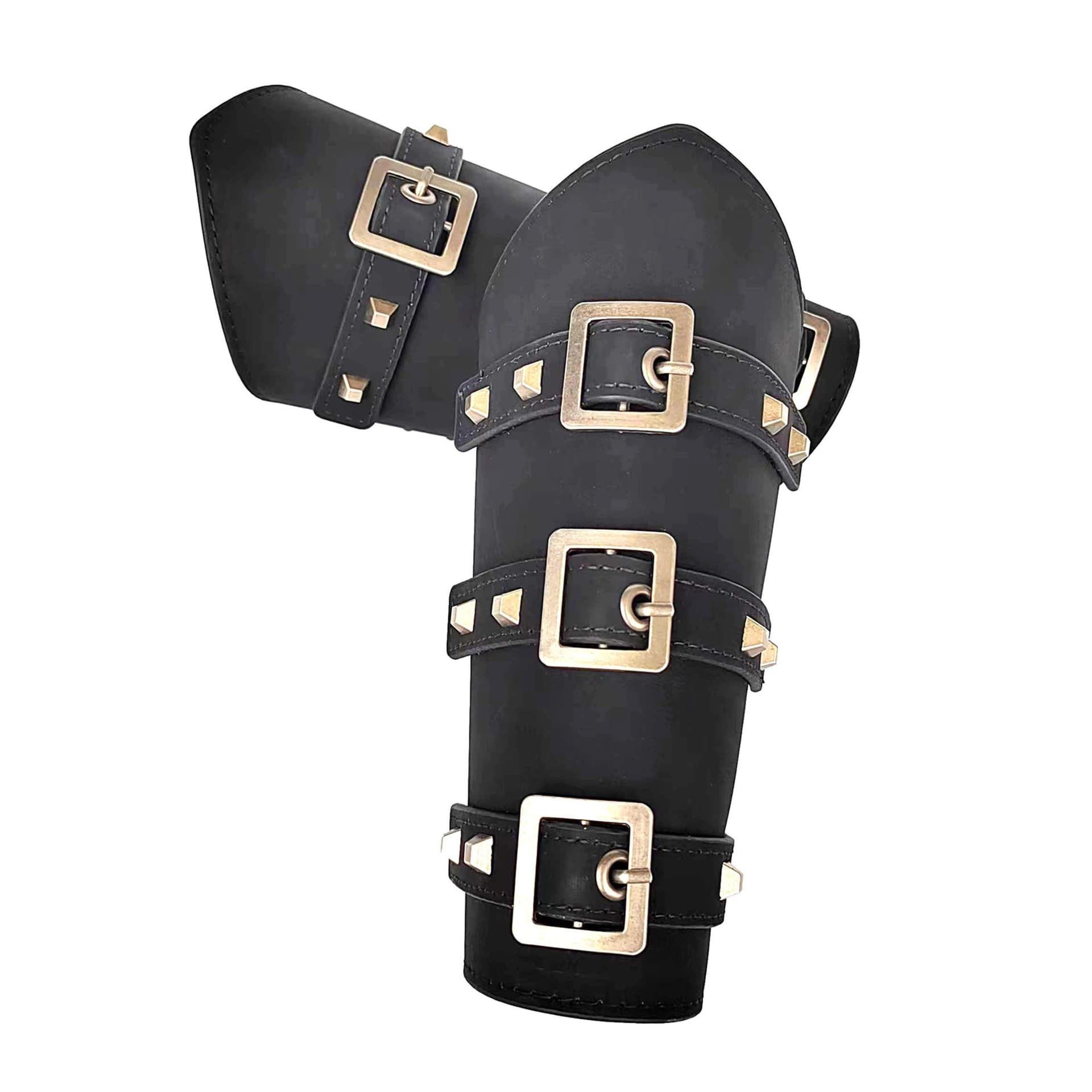 2Pcs PU Leather Belt Buckle Arm Bracers, Knight Retro Renaissance Arm Guards,Wristband Medieval Bracers