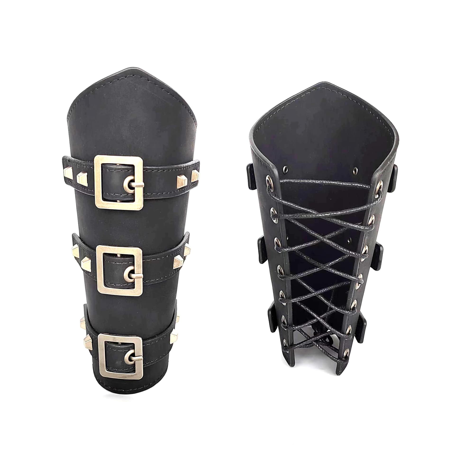 2Pcs PU Leather Belt Buckle Arm Bracers, Knight Retro Renaissance Arm Guards,Wristband Medieval Bracers