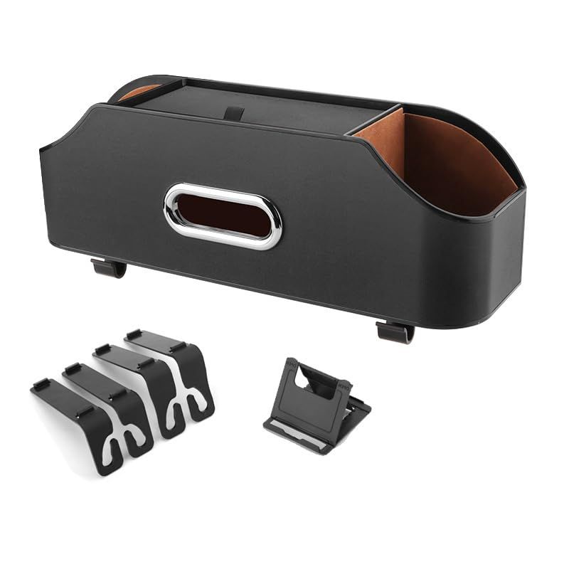 Car Headrest Back Seat Organizer with 2 Cup Holder & Tissue Box and Storage Box Hook kids Car Food Sauce Storage Holder Car