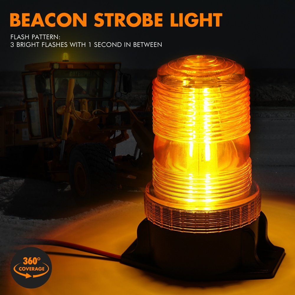 Amber Forklift Beacon Strobe Light Safety Warning Flashing Lights for 9-90V Mower, ATV, Trucks, Tractor, Golf Carts, Car