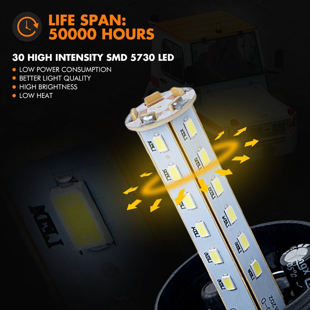 Amber Forklift Beacon Strobe Light Safety Warning Flashing Lights for 9-90V Mower, ATV, Trucks, Tractor, Golf Carts, Car