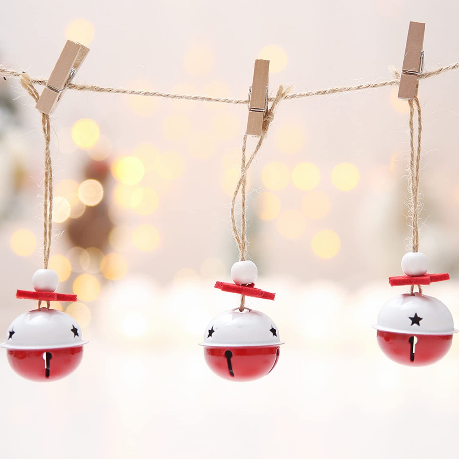 Christmas Metal Bells, 20Pcs Colorful Bell Pendant Pendants Bells Christmas Tree Accessories Burgundy Jingle Bells Rustic Craft
