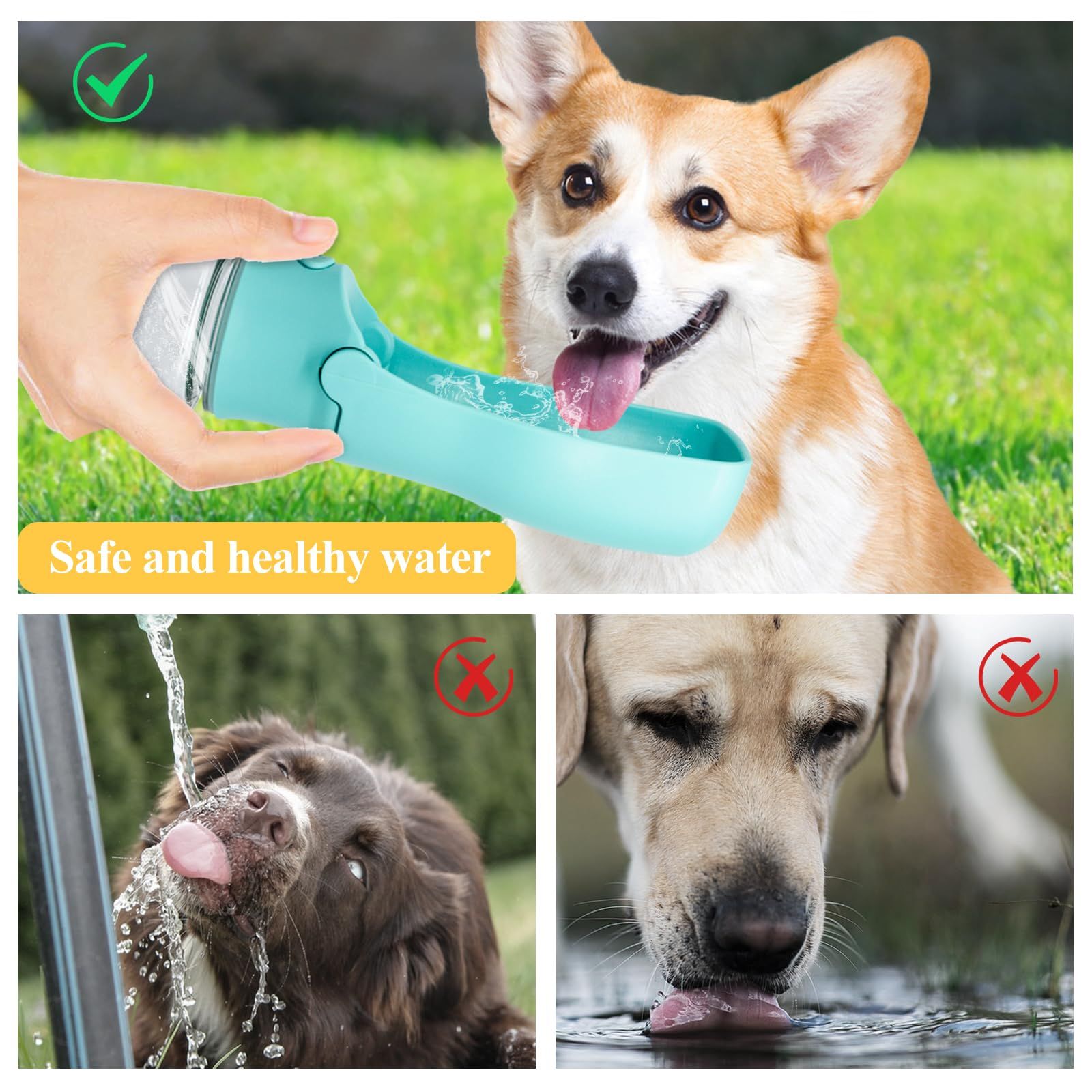 350ml/11.84 oz, Portable Leak-Proof Pet Water Bottle, Foldable, for Cats, Dogs and Small Animals, Outdoor Activities (Blue)