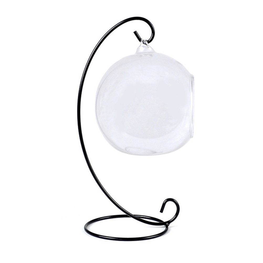 Ornament Display Stand Iron Hanging Stand Rack Holder for Hanging Glass Globe Air Plant Terrarium Witch Ball Christmas (Black)