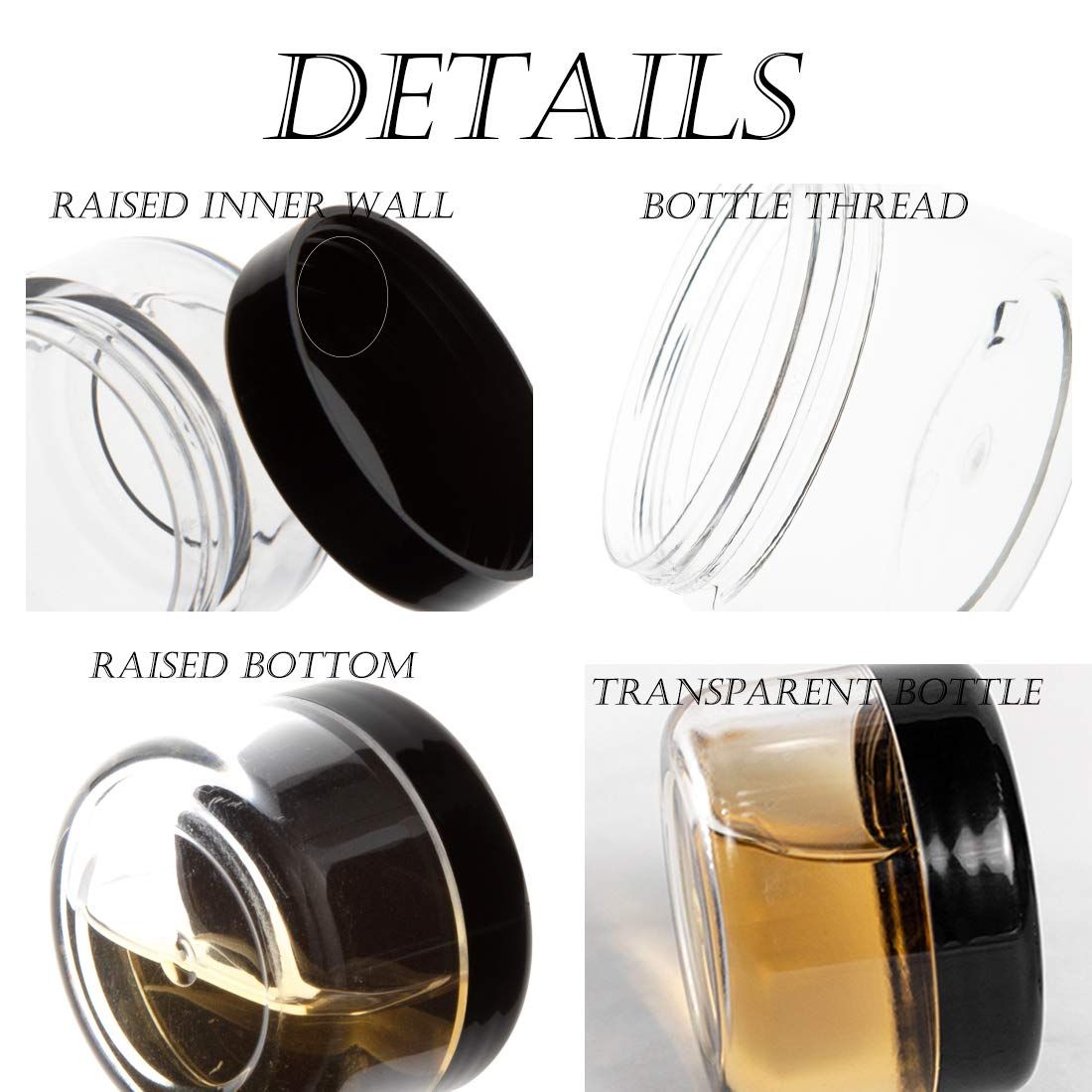 50 Count Tiny Sample Jars, 5ML Makeup Cosmetic Containers for Lip Balms, Lotion, Powder, Beauty Products(Black Lids)