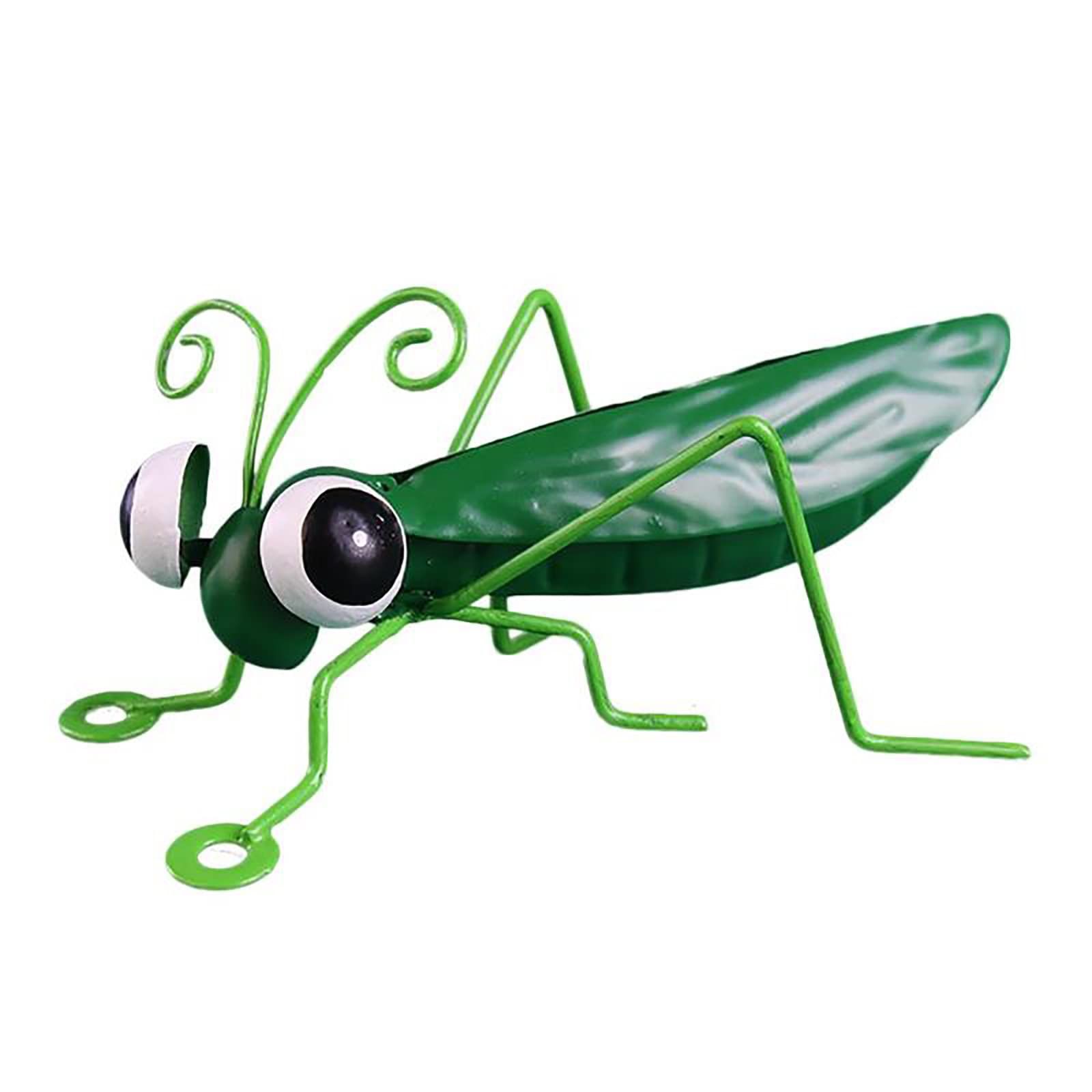 Metal Sculpture,Grasshopper Colorful Figurine,Wall Hanging Sculpture,Art for Garden Lawn Outdoor Patio Yard Decoration-Green